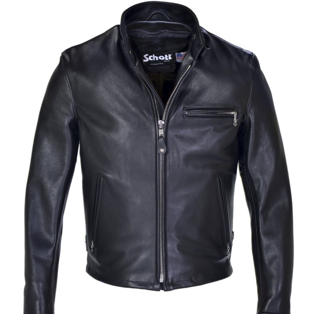 Schott 141 Classic Racer Leather Motorcycle Jacket